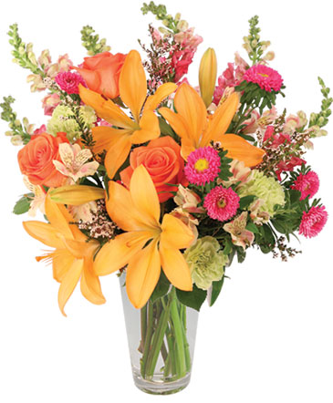 Sunset Lilies & Roses Flower Arrangement in Port Washington, NY | Florals in Pt. Washington Sunset Lilies & Roses Flower Arrangement in Port Washington, NY | Florals in Pt. Washington